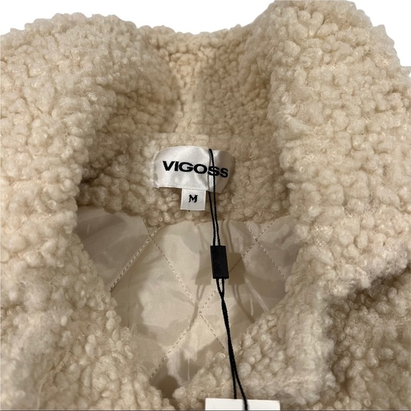 NWT Vigoss Sherpa Longline Shacket Size Medium Cream - Picture 3 of 11